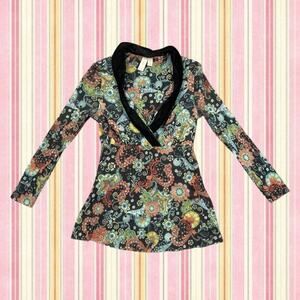 Vintage Daisy & Clover Petite Womens Size XS Floral Boho Mesh Top
